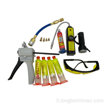 Sistema AC/R per perdite per gas con rilevatore di perdite, torcia, occhiali protettivi UV LDP-1